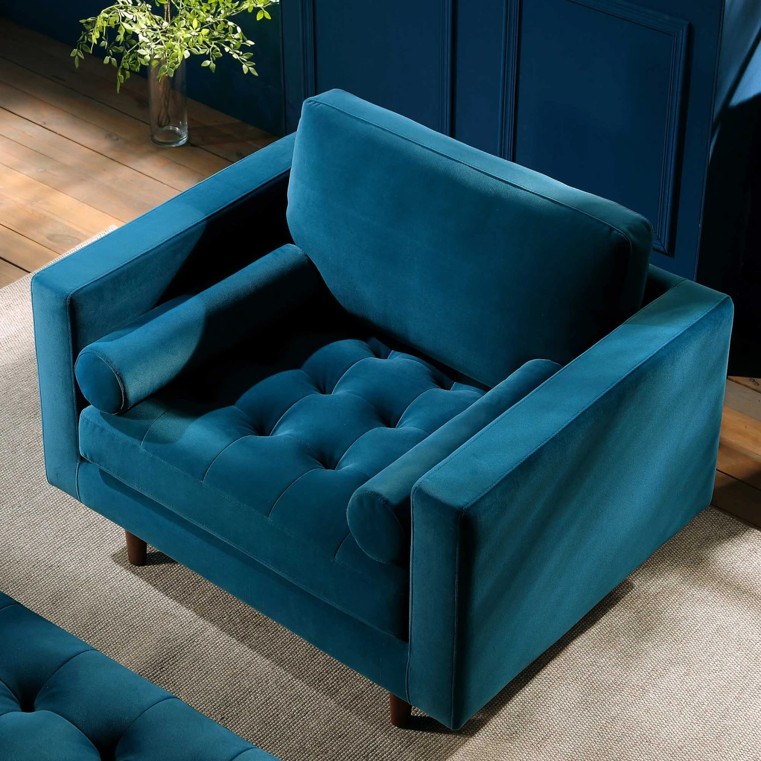 Henrietta Armchair, Teal Velvet 5 Henrietta Armchair, Teal Velvet - Image 3