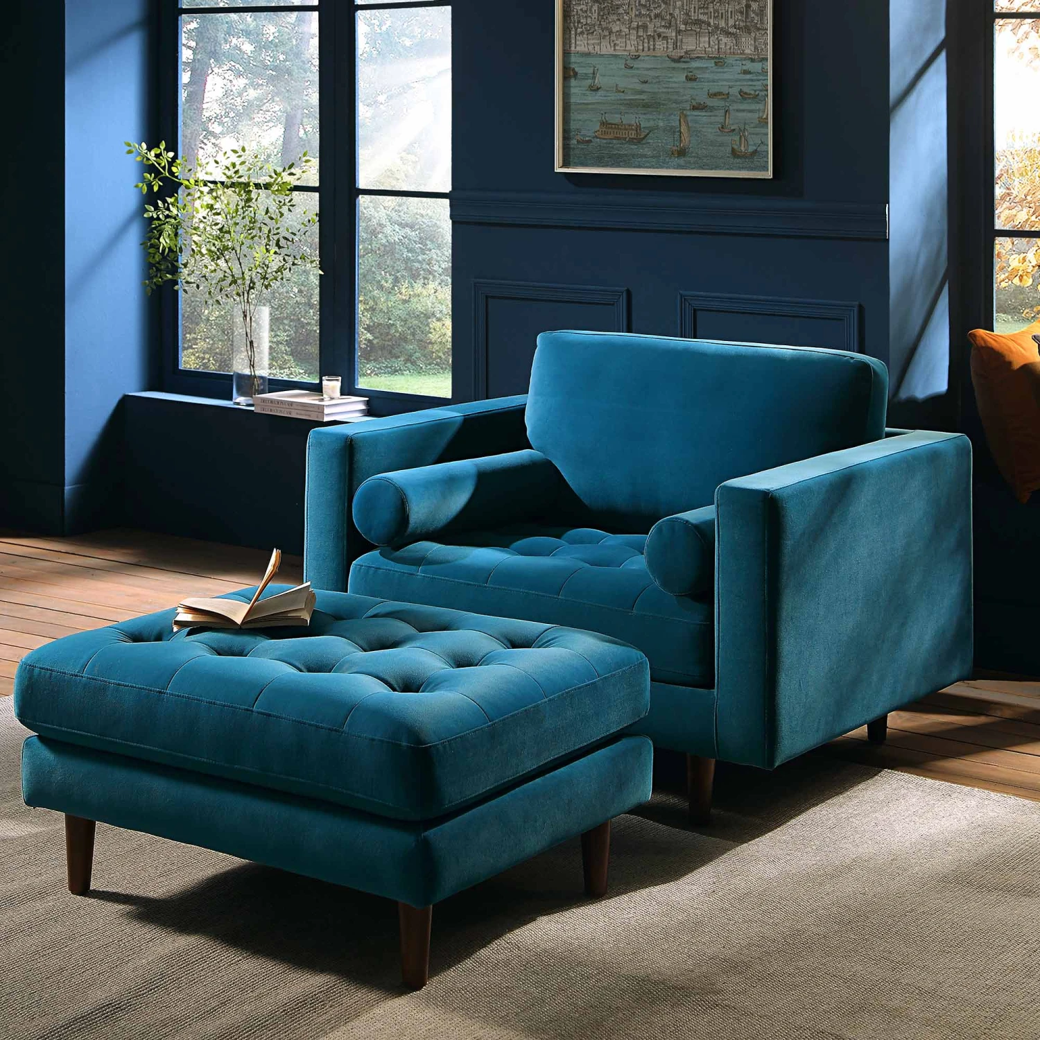 Henrietta Armchair, Teal Velvet 6 Henrietta Armchair, Teal Velvet - Image 4