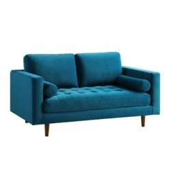 Henrietta 2-Seater Sofa, Teal Velvet -Entreprise Cc Shop BOSF 9680 TEAL VEL 2ST WB2