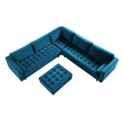 Henrietta 5+Seater Corner Sofa, Teal Velvet 22 Henrietta 5+Seater Corner Sofa, Teal Velvet -Entreprise Cc Shop BOSF 9680 TEAL VELCORNER and STOOL WB1