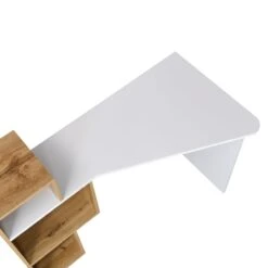 Mason White High Gloss Desk With Oak Effect Shelves -Entreprise Cc Shop BSD 027 detail1