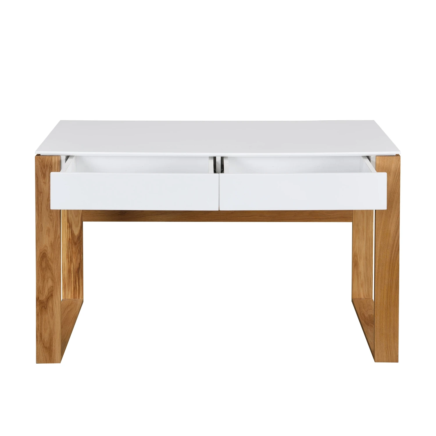 Heather Solid Oak And Matt White Large 2 Drawer Desk 7 Heather Solid Oak And Matt White Large 2 Drawer Desk - Image 5