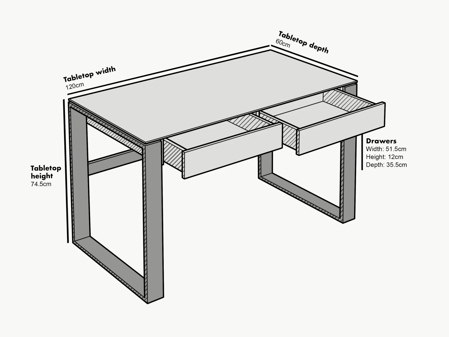 Heather Solid Oak And Matt White Large 2 Drawer Desk 6 Heather Solid Oak And Matt White Large 2 Drawer Desk - Image 4
