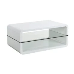 Lucent White High Gloss And Glass Shelf Coffee Table 12 Lucent White High Gloss And Glass Shelf Coffee Table -Entreprise Cc Shop BSD 035 2