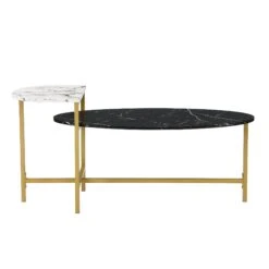 Sarina Black & White Marble Effect Oval Coffee Table 16 Sarina Black & White Marble Effect Oval Coffee Table -Entreprise Cc Shop BSD 057 3