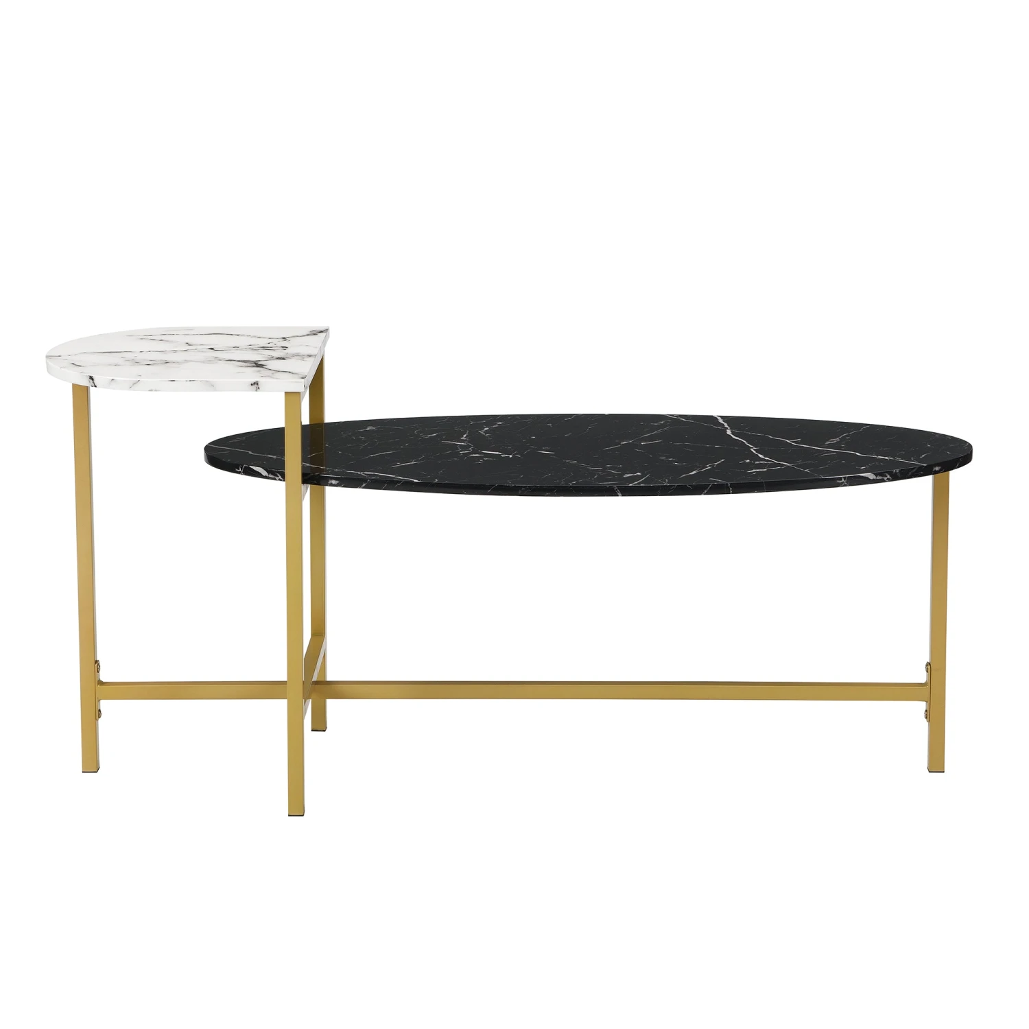 Sarina Black & White Marble Effect Oval Coffee Table 6 Sarina Black & White Marble Effect Oval Coffee Table - Image 4