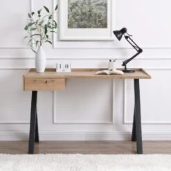 Lytton 1-Drawer Oak Effect Desk With Angled Desk Top 17 Lytton 1-Drawer Oak Effect Desk With Angled Desk Top -Entreprise Cc Shop BSD 060 2