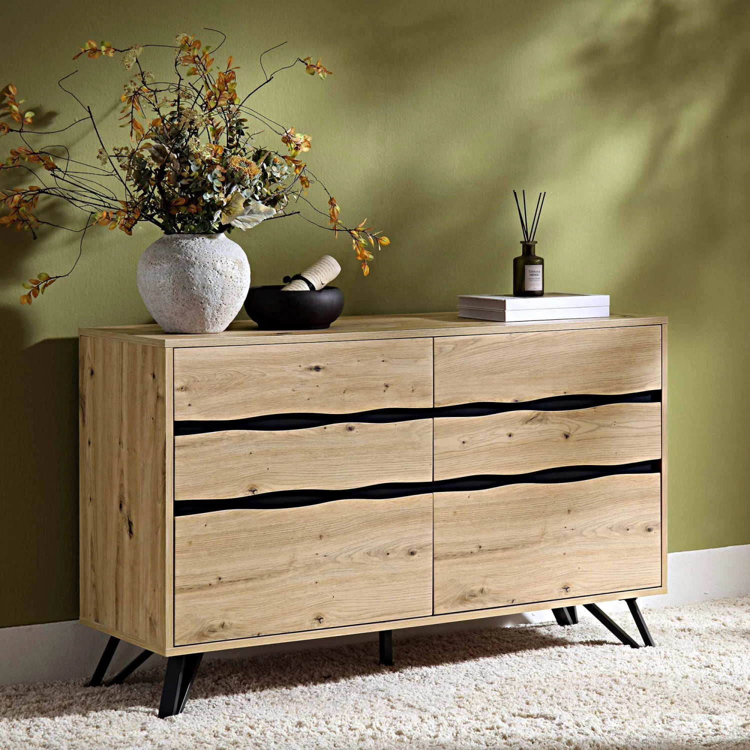 Weston Oak Effect 6 Drawer Chest Of Drawers 3 Weston Oak Effect 6 Drawer Chest Of Drawers