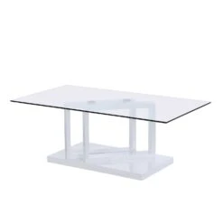 Lucent White High Gloss And Glass Top Coffee Table 15 Lucent White High Gloss And Glass Top Coffee Table -Entreprise Cc Shop BSD 083 WHITE 2