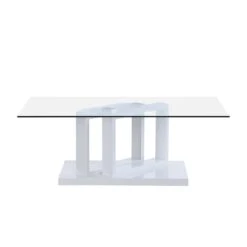 Lucent White High Gloss And Glass Top Coffee Table 16 Lucent White High Gloss And Glass Top Coffee Table -Entreprise Cc Shop BSD 083 WHITE 3