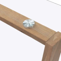 Lugano 160cm Rectangular Glass Top Solid Oak Legs Dining Table -Entreprise Cc Shop BSD 088 detail2