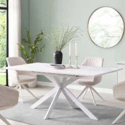 Varden White Ceramic Extending Dining Table