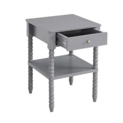 Aldwinke Dark Grey Bobbin 1 Drawer Side Table 17 Aldwinke Dark Grey Bobbin 1 Drawer Side Table -Entreprise Cc Shop BSD 097 DARKGREY WB3