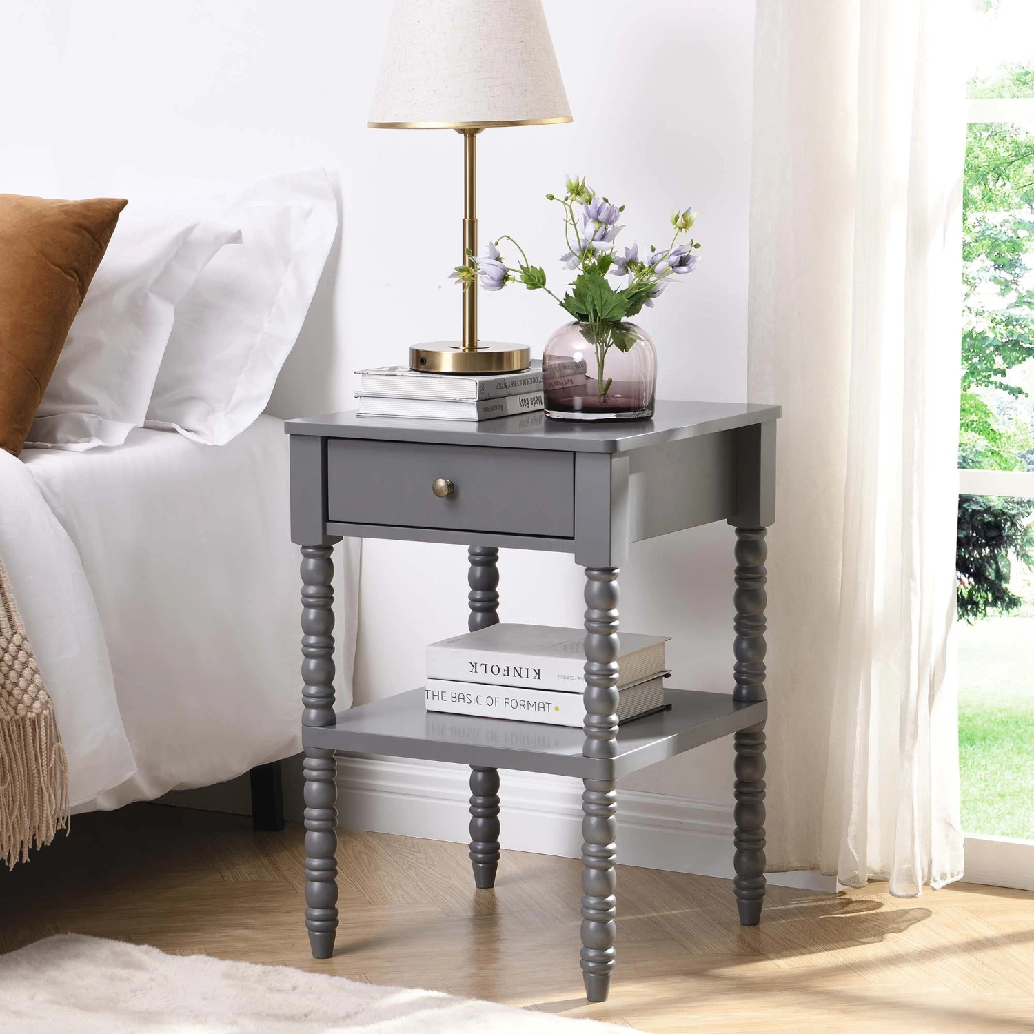 Aldwinke Dark Grey Bobbin 1 Drawer Side Table 3 Aldwinke Dark Grey Bobbin 1 Drawer Side Table