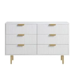 Richmond Ridged Wide Chest Of 6 Drawers, Matte White 16 Richmond Ridged Wide Chest Of 6 Drawers, Matte White -Entreprise Cc Shop BSD 107 WHITE WB1