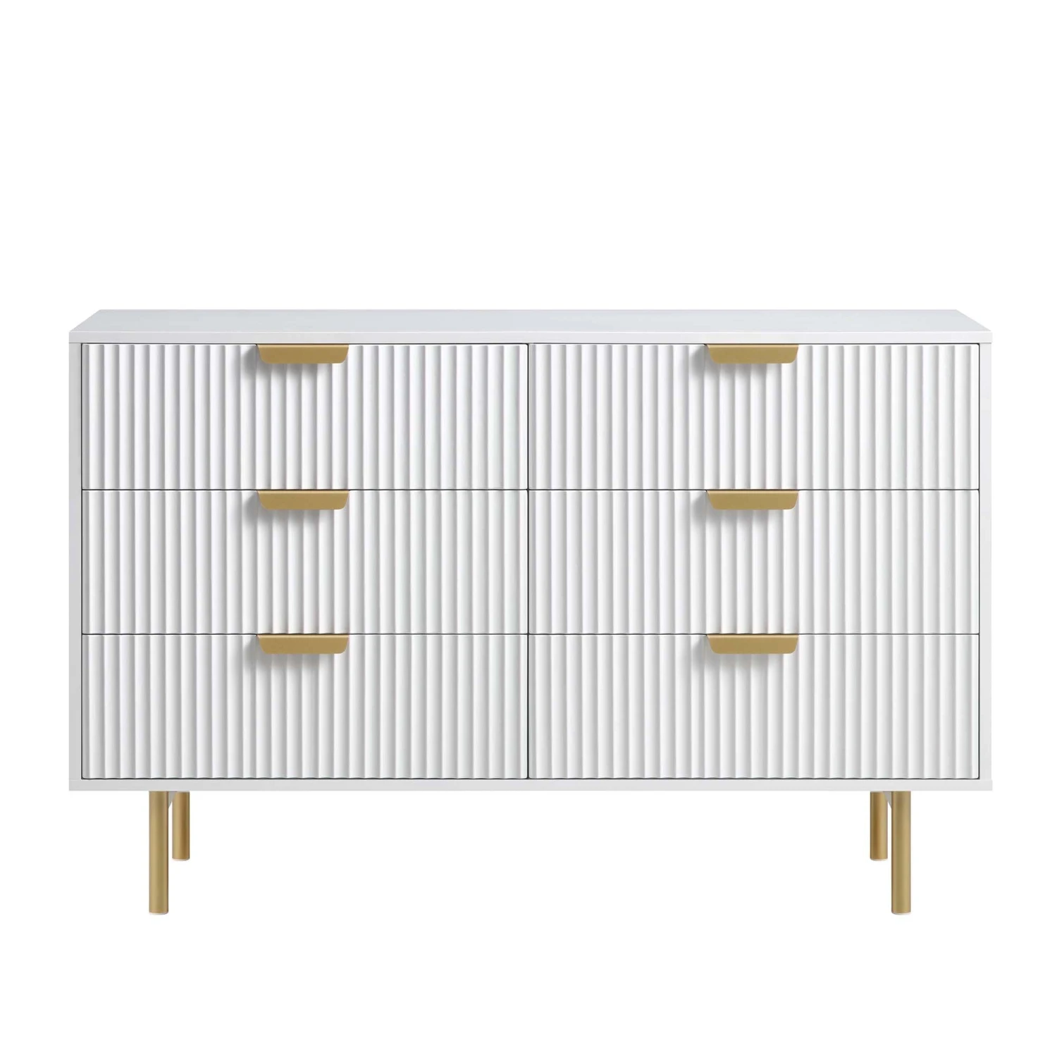 Richmond Ridged Wide Chest Of 6 Drawers, Matte White 5 Richmond Ridged Wide Chest Of 6 Drawers, Matte White - Image 3