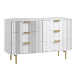 Richmond Ridged Wide Chest Of 6 Drawers, Matte White 17 Richmond Ridged Wide Chest Of 6 Drawers, Matte White -Entreprise Cc Shop BSD 107 WHITE WB2