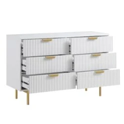 Richmond Ridged Wide Chest Of 6 Drawers, Matte White 19 Richmond Ridged Wide Chest Of 6 Drawers, Matte White -Entreprise Cc Shop BSD 107 WHITE WB3