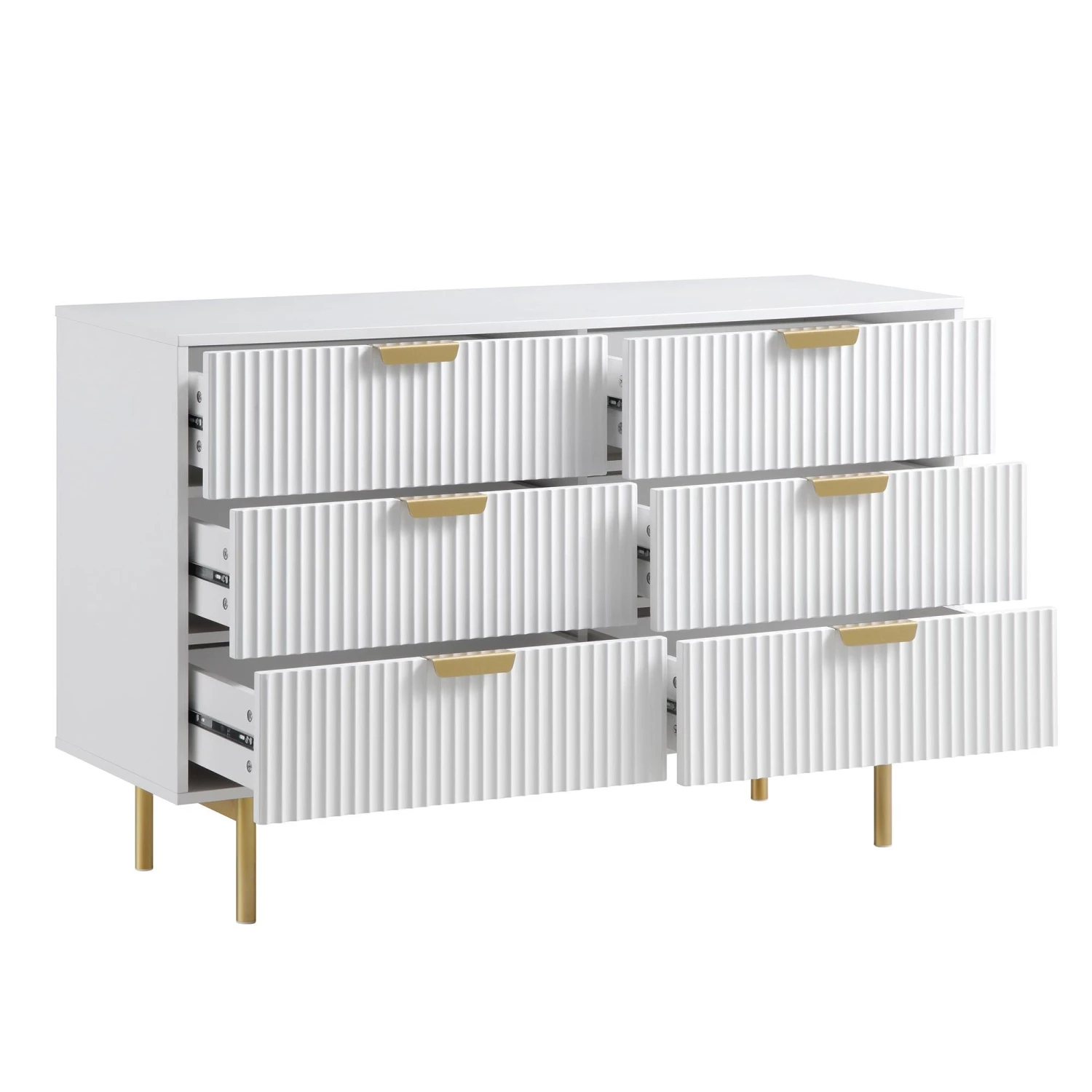 Richmond Ridged Wide Chest Of 6 Drawers, Matte White 8 Richmond Ridged Wide Chest Of 6 Drawers, Matte White - Image 6