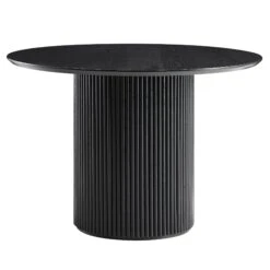 Maru Round Oak Pedestal Dining Table, Black -Entreprise Cc Shop BSD 134 BLACK WB2