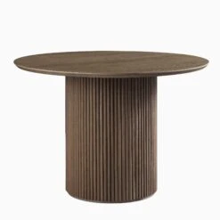 Maru Round Oak Pedestal Dining Table, Silver Oak -Entreprise Cc Shop BSD 134 SILK WB1