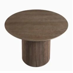 Maru Round Oak Pedestal Dining Table, Silver Oak -Entreprise Cc Shop BSD 134 SILK WB2