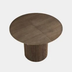 Maru Round 4-6 Seater Extending Oak Pedestal Dining Table, Silver Oak -Entreprise Cc Shop BSD 135 SILK WB4