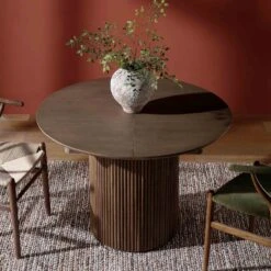 Maru Round 4-6 Seater Extending Oak Pedestal Dining Table, Silver Oak -Entreprise Cc Shop BSD 135 SILK scene3