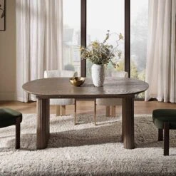 Maru Oval 6-8 Seater Extending Oak Pedestal Dining Table, Silver Oak 21 Maru Oval 6-8 Seater Extending Oak Pedestal Dining Table, Silver Oak -Entreprise Cc Shop BSD 136 SILK scene3