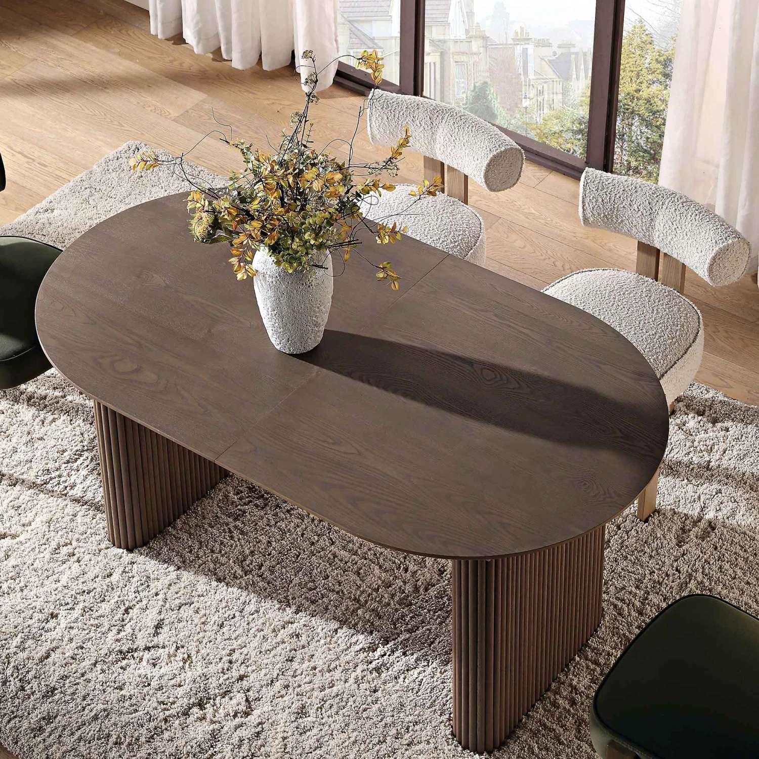 Maru Oval 6-8 Seater Extending Oak Pedestal Dining Table, Silver Oak 6 Maru Oval 6-8 Seater Extending Oak Pedestal Dining Table, Silver Oak - Image 4