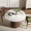 Maru Ceramic Top Silver Oak Pedestal Round Dining Table -Entreprise Cc Shop BSD 137 SILK scene1