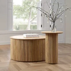 Maru Oak Round Coffee Table With Storage, Oak -Entreprise Cc Shop BSD 139 140 OAK groupscene 36e54cef 2fc2 4429 b1a4 46ebae7d847d