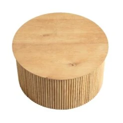 Maru Oak Round Coffee Table With Storage, Oak -Entreprise Cc Shop BSD 140 OAK WB2