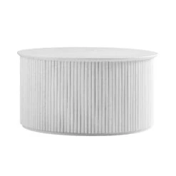 Maru Oak Round Coffee Table With Storage, Washed White -Entreprise Cc Shop BSD 140 WHITE WB1