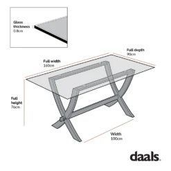 Lugano 160cm Rectangular Glass Top Solid Oak Legs Dining Table -Entreprise Cc Shop BSD088
