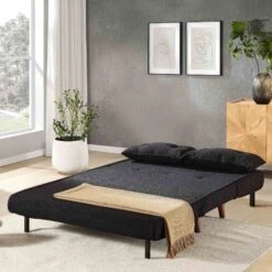 Algo Sofabed With Cushions In Charcoal Teddy Fabric 2 Seater 20 Algo Sofabed With Cushions In Charcoal Teddy Fabric 2 Seater -Entreprise Cc Shop D021B CHARCOAL TEDDY scene3