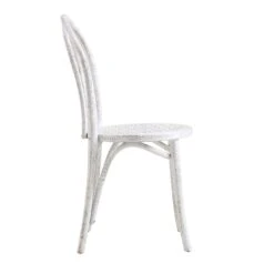 Camille Elm Wood And Rattan Bentwood Dining Chair, Distressed White -Entreprise Cc Shop DCH 002 WASHWHITE WB4