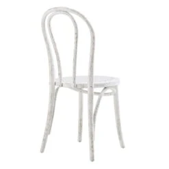 Camille Elm Wood And Rattan Bentwood Dining Chair, Distressed White -Entreprise Cc Shop DCH 002 WASHWHITE WB5