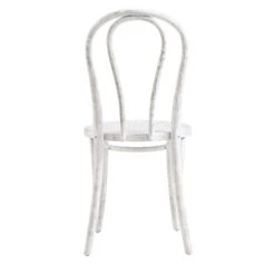 Camille Elm Wood And Rattan Bentwood Dining Chair, Distressed White -Entreprise Cc Shop DCH 002 WASHWHITE WB6
