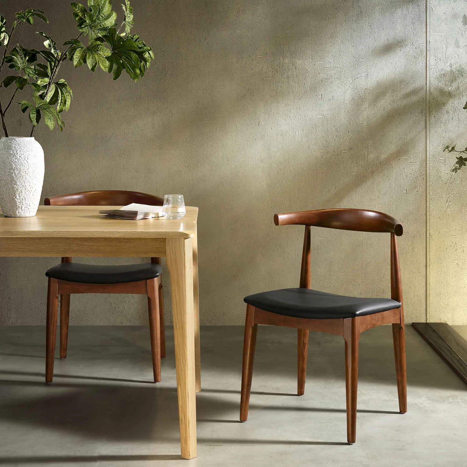 Arley Set Of 2 Beech Wood Dining Chairs, Walnut And Black 4 Arley Set Of 2 Beech Wood Dining Chairs, Walnut And Black - Image 2