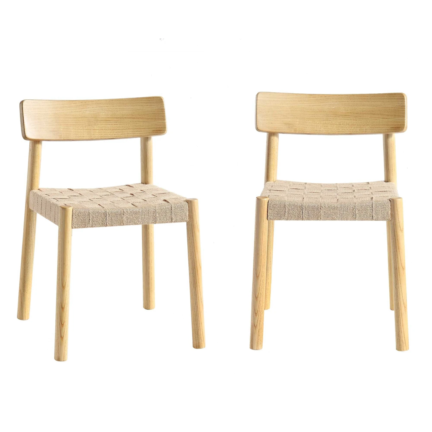 Ditton Set Of 2 Elm Wood And Jute Dining Chairs, Natural 4 Ditton Set Of 2 Elm Wood And Jute Dining Chairs, Natural - Image 2