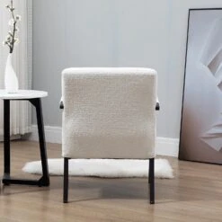 Hatton Steel Frame Boucle Accent Chair (White) -Entreprise Cc Shop DCH 1064A WHITE BOUCLE 4