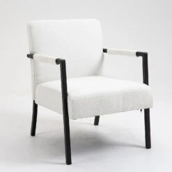 Hatton Steel Frame Boucle Accent Chair (White) -Entreprise Cc Shop DCH 1064A WHITE BOUCLE 5