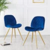 Set Of 2 Cosford Diamond Stitch Dining Chairs (Blue Velvet)