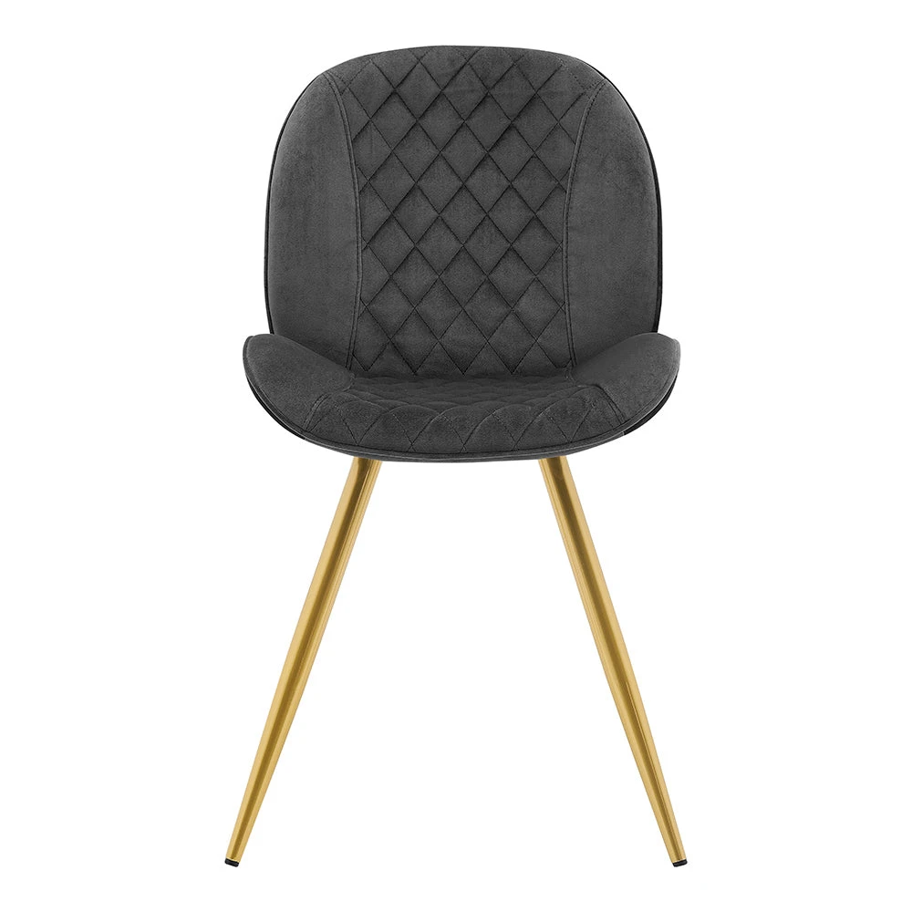 Set Of 2 Cosford Diamond Stitch Dining Chairs (Grey Velvet) 3 Set Of 2 Cosford Diamond Stitch Dining Chairs (Grey Velvet) - Image 2