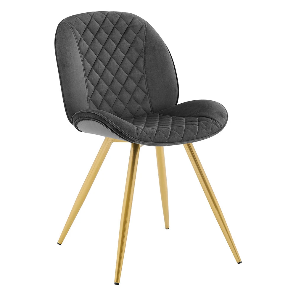 Set Of 2 Cosford Diamond Stitch Dining Chairs (Grey Velvet) 4 Set Of 2 Cosford Diamond Stitch Dining Chairs (Grey Velvet) - Image 3