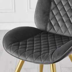Set Of 2 Cosford Diamond Stitch Dining Chairs (Grey Velvet) 15 Set Of 2 Cosford Diamond Stitch Dining Chairs (Grey Velvet) -Entreprise Cc Shop DCH 2092B GREY VEL 2P detail1
