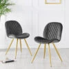 Set Of 2 Cosford Diamond Stitch Dining Chairs (Grey Velvet)