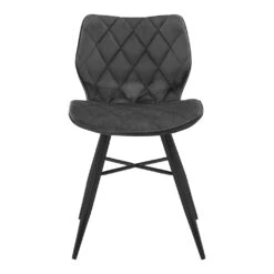 Set Of 2 Ampney Velvet Diamond Stitch Dining Chairs With Metal Legs (Dark Grey Velvet) -Entreprise Cc Shop DCH 2097 GREY VEL 2P 2