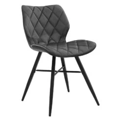 Set Of 2 Ampney Velvet Diamond Stitch Dining Chairs With Metal Legs (Dark Grey Velvet) -Entreprise Cc Shop DCH 2097 GREY VEL 2P 3